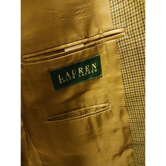 Lauren Ralph Lauren Mens 44L Houndstooth Silk Wool Blazer Suit Jacket Sport Coat - Picture 5 of 10